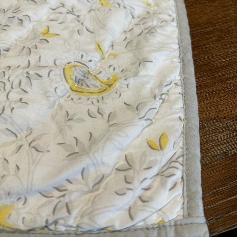 Pottery Barn Kids Lara Paisley Gray Yellow Reversible Toddler Baby Crib Quilt